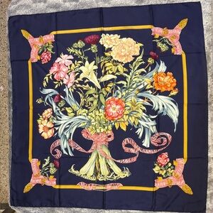 RARE Hermes “REGINA” Floral Bouquet Scarf - Leila Menchari design 100% Silk